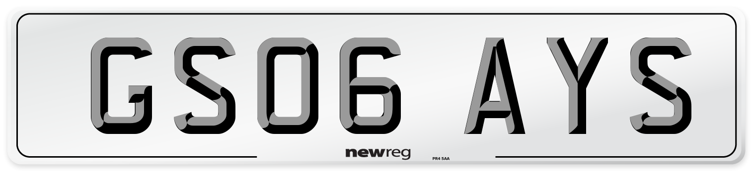 GS06 AYS Number Plate from New Reg